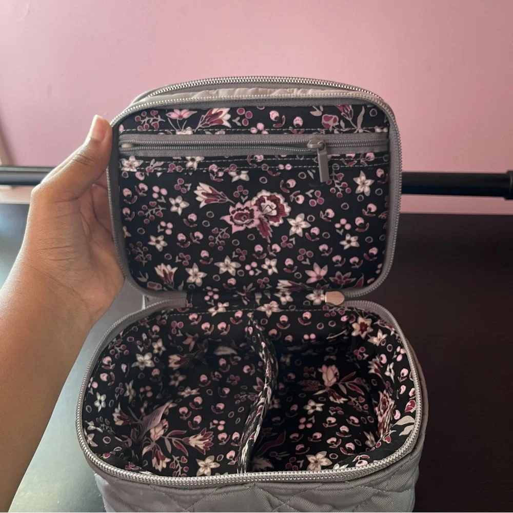 Vera Bradley Grey Quilted Cosmetic Travel Bag